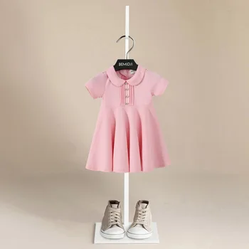 Летние платья для малышей, одежда для маленьких девочек, милое розовое платье принцессы с коротким рукавом, повседневное платье для девочек, детские платья для девочек