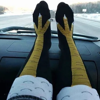 Креативные носки выше колена с куриными лапками для женщин и мужчин, забавные высокие носки с 3D принтом, Рождественский подарок к празднику