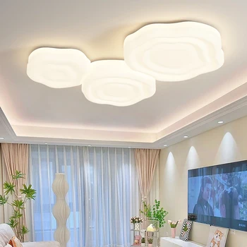 Кремовые ветровые люстры Nordic Simple Flower Потолочные светильники для гостиной Полный спектр защиты глаз Лампа для спальни детской комнаты