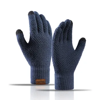 Зимние перчатки Вязаные перчатки на весь палец, мягкие перчатки с сенсорным экраном