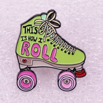 Брошь для катания на коньках в стиле ретро 80-х, роликовые коньки, эмалированная булавка, ювелирное искусство, подарок для друзей