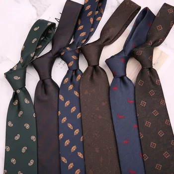 Sitonjwly Мужские галстуки с принтом Деловые галстуки из полиэстера Gravatas Тонкие жаккардовые галстуки для свадебных аксессуаров для вечерних платьев