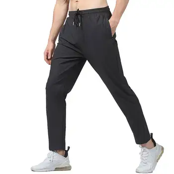 Мужские штаны для бега, быстросохнущие Модные Тренировочные спортивные штаны с завязками, нейлоновые Однотонные задние карманы, повседневные брюки для фитнеса