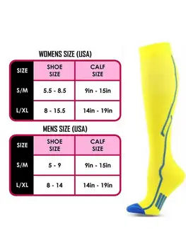 3 пары мужских женских спортивных носков для верховой езды Давление Желтое Сращивание Компрессионная эластичная резинка 15-23 мм рт. ст. Бокс
