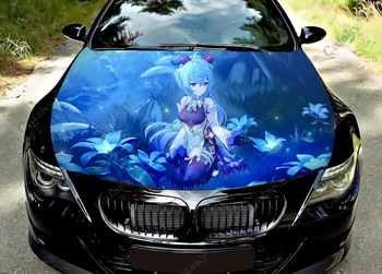 Виниловая наклейка на капот автомобиля Genshin Impact Blue, полноцветная графическая наклейка для видеоигр, полноцветная графическая наклейка на автомобиль, подходящая для любого автомобиля