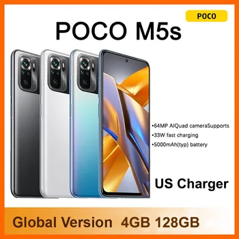 Глобальная версия Телефона POCO M5s 64/128 ГБ MTK G95 Восьмиядерный 64-Мегапиксельный Четырехъядерный Фотоаппарат 6,43 