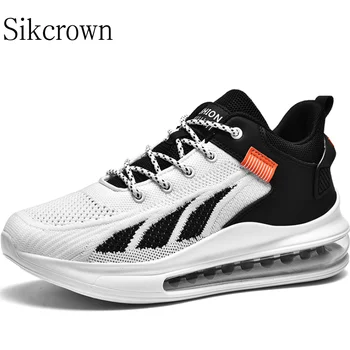 Белая спортивная обувь на воздушной подушке, уличные мужские кроссовки для бега, амортизирующие кроссовки для бега трусцой, Дышащие сетчатые тренировочные кроссовки, мужская обувь для тренировок
