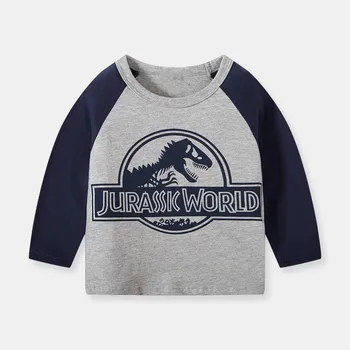 SAILEROAD/ Осенние топы с динозаврами из мультфильмов для мальчиков, футболки с длинными рукавами, детская футболка, хлопковая одежда для малышей