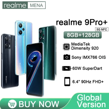 realme 9 Pro Plus 5G Dimensity 920 Ois-камера Sony Imx766 60 Вт Superdart Amoled-дисплей 8 ГБ 128 ГБ Глобальная версия