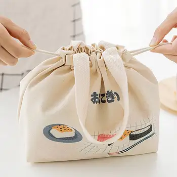 Портативные Сумки-ланч-боксы для женщин, Детские Сумки для хранения продуктов, Дорожная сумка для пикника, Холщовая сумка для Бенто для студентов в японском стиле