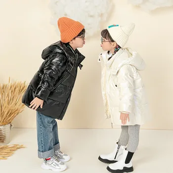 Осенне-зимняя детская пуховая куртка 2022 года, не требующая стирки, капюшон для мальчиков и девочек, съемные пальто на белом утином пуху, детские толстые теплые парки