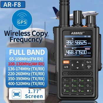 ABBREE AR-F8 GPS с разделением местоположения 108 МГц-520 МГц Полный диапазон 1.77 ЖК-Дисплей Беспроводная Частота Копирования Портативная Рация Air Band