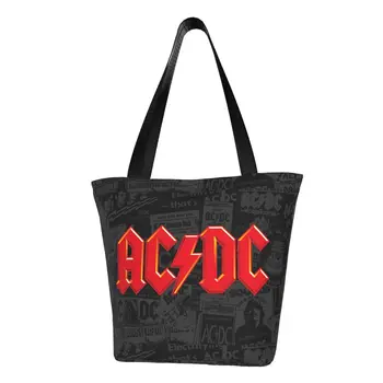 Изготовленные на заказ винтажные сумки для покупок в стиле хэви-метал-рок, женские сумки-тоут для покупок продуктов многоразового использования.