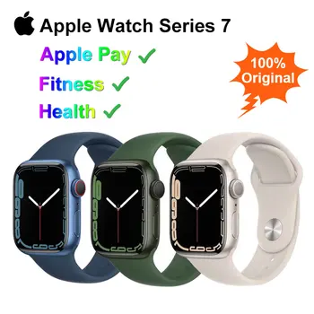 Мужские Apple Watch Series 7 в алюминиевом корпусе 41 мм/ 45 мм, спортивные смарт-часы iWatch 7 с дистанционным управлением для мужчин и женщин с Apple Pay