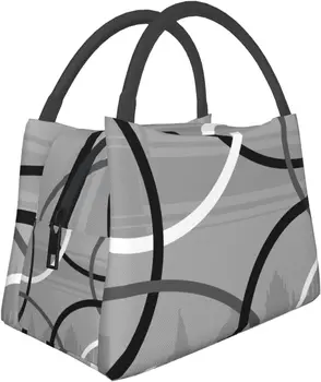 Современные простые линии, Художественная сумка для бенто, Мужская Женская сумка для ланча, Портативные Холодильные коробки с изоляцией из водонепроницаемой алюминиевой пленки, сумки-тоут