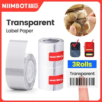 Рулон бумаги для термопринтера этикеток Niimbot B21 B3S, прозрачный, Водонепроницаемый, Категория, Штрих-код, Цена, Размер, Название, Бумага для этикеток