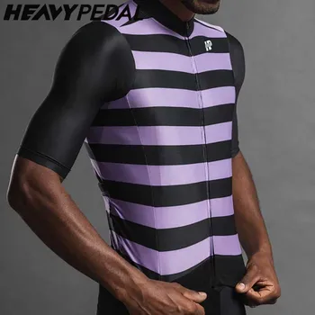 Heavypedal, Италия, Велосипедная майка, фиолетовая полосатая дизайнерская рубашка для мужчин, велосипедная одежда, мужская одежда для шоссейных велосипедов, летняя серия джерси