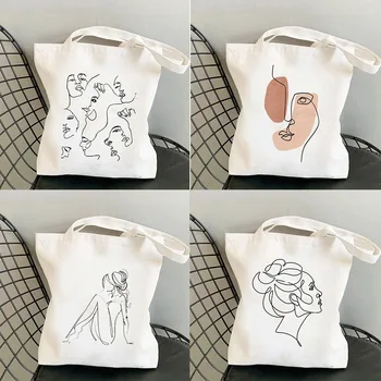Женская сумка для покупок в стиле Харадзюку с художественным принтом, женская сумка для покупок на плечо, женская холщовая сумка