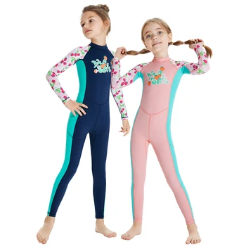 Защита от сыпи для маленьких девочек, костюм для серфинга с рисунком клубники, длинные рукава, детские ползунки, купальники, Пляжные брюки, Детские купальники из лайкры