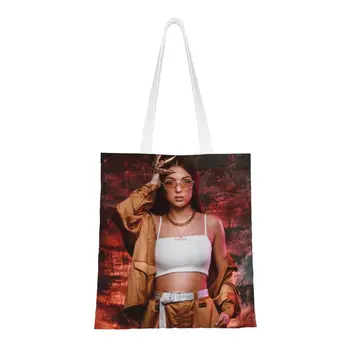 Изготовленная на заказ французская певица Eva Queen холщовая сумка для покупок, женская сумка для покупок из вторичной переработки продуктов, сумки для покупок