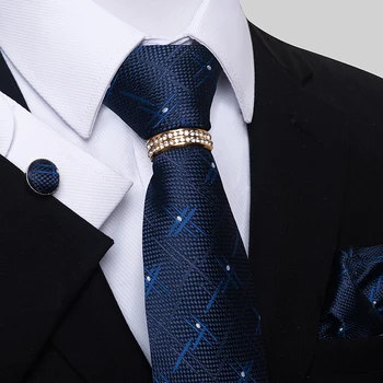 Роскошный брендовый набор галстуков-платочков и запонок Gravata для мужчин, Синее офисное платье с принтом hombre на День отца