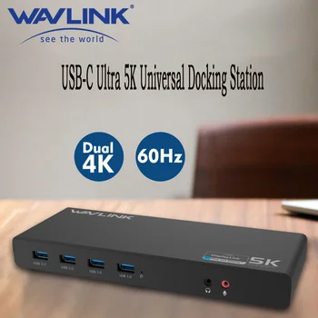 Док-Станция Wavlink Usb C 3.0 Hdmi Dual 4K Ultra 5K Extensor Gigabit Ethernet Концентратор Для Ноутбука Windows Mac OS System