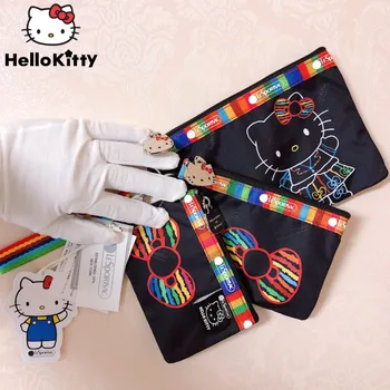 Sanrio Hello Kitty, Роскошная женская многослойная сумка, Y2k, Трендовая сумка для хранения на запястье, Съемные модные Длинные кошельки из трех частей