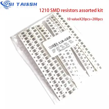 200ШТ 5% 1210 SMD резисторов ассорти комплект, 10 valueX20pcs = 200шт 0R82 0R75 R68 R560 0R50 R47 R33 R22 R150 R100