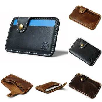 Мужской деловой кожаный держатель для удостоверения личности с наличными, блокирующий тонкий кошелек, портмоне, футляр для карт, кошелек для кредитных карт, кошелек для наличных, держатель для карт