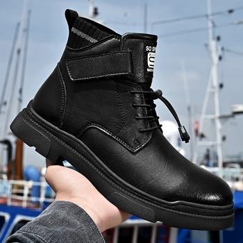 2022 Новые трендовые мужские ботинки, удобная легкая теплая мужская обувь, универсальные мужские повседневные ботинки, мотоциклетные ботинки для мужчин, черные туфли