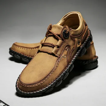 Мужская повседневная обувь Дышащая Мужская Удобная обувь для прогулок на свежем воздухе Из натуральной кожи Классические Кроссовки Треккинговая обувь
