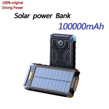 Новый Power Bank 100000mAh compass наружная водонепроницаемая зарядка на ремне, супер быстрый многофункциональный power bank на солнечной батарее, бесплатная доставка