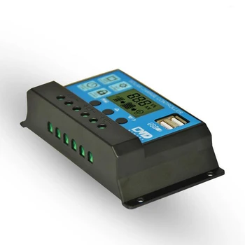 ЖК-дисплей 12 В 24 В Автоматический контроллер заряда солнечной батареи 10A 20A 30A Контроллер панели солнечной батареи USB Зарядка 5 В