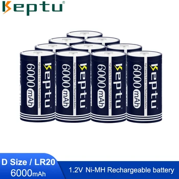 Аккумуляторная Батарея KEPTU 1.2V D Размера R20 Размера 6000 мАч LR20 D Типа NI-MH Аккумулятор для Газовой Плиты