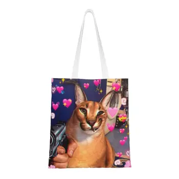 Женская сумка для покупок Floppa Grocery Tote, изготовленная на заказ, холщовая сумка для покупок Big Cat, сумки большой емкости