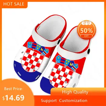 Домашние сабо с хорватским флагом, водонепроницаемая обувь на заказ, мужская Женская подростковая обувь Хорватии, садовые сабо, Дышащие пляжные тапочки с дырками