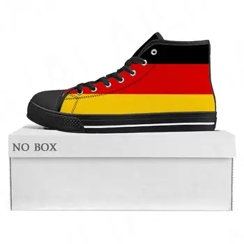 Кроссовки с высоким берцем и немецким флагом, мужские женские парусиновые кроссовки для подростков, Германия, повседневная обувь для пары, обувь на заказ.