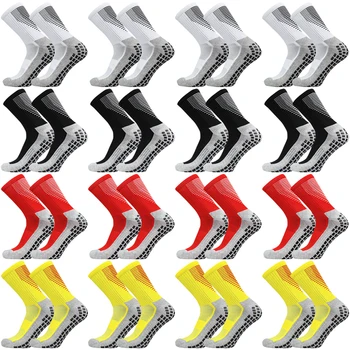 4 пары новых нескользящих силиконовых футбольных носков для спорта на открытом воздухе, дышащих Для мужчин и женщин, футбольных носков