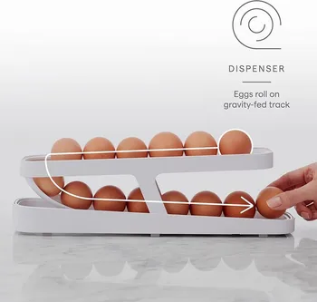 Автоматический Диспенсер для яиц с прокруткой, Холодильник, Подставка для яиц, Ящик для хранения, Кухонный Органайзер для яиц с автоматическим откатыванием, аксессуары для лотков для яиц