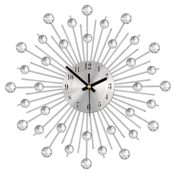 33 см Большого размера Винтажные Металлические Хрустальные настенные часы Sunburst Роскошные Настенные часы Большие Настенные часы Morden Дизайн Домашнего художественного декора