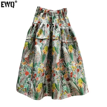 [EWQ] Плиссированная юбка-пачка с высокой талией, жаккардовые юбки для бального платья, модная одежда, осень 2023, Винтажная женская одежда с цветами, 16W540