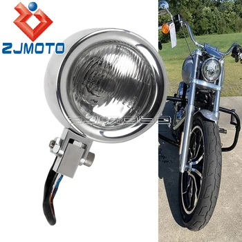 Ретро E4 Moto Hi/Lo Луч Фары Прозрачное Стекло Отражающие Передние Фары Для Harley Chopper Bobber Sportster XL48 Softail Deluxe