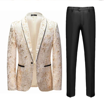 Высококачественное (Блейзер + брюки) Мужское Элегантное Модное Простое Повседневное Вечернее платье Высокого качества, костюм-двойка