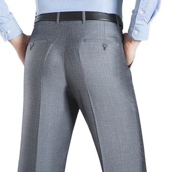 Летние деловые Тонкие костюмные брюки для мужчин, размер 29-56, Весна-осень, мужские официальные Длинные брюки из цельного шелка, Мешковатые офисные брюки
