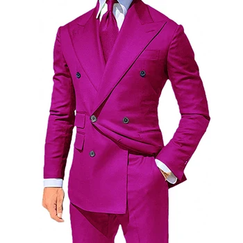 Классические мужские костюмы Двубортная одежда, сшитая на заказ, приталенная, 2 предмета, свадебный пиджак жениха, брюки, шафер