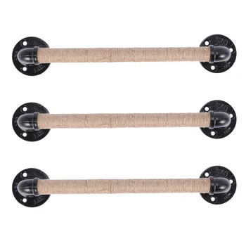 3X Мебельная ручка из труб в индустриальном стиле, раздвижные Деревянные дверные ручки для сарая, черная антикварная веревочная ручка из кованого железа