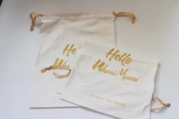 Упаковка ювелирных изделий с логотипом на заказ Хлопчатобумажная сумка на шнурке Эко-сумка Canva bag