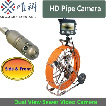 Поворотная инспекционная камера малого диаметра 45 мм для канализационной трубы с кабелем длиной 100 м и цветным экраном 8 дюймов