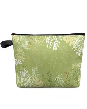 Листья растений, цветы, ветви, дорожная косметичка большой емкости, портативная сумка для хранения макияжа, женский водонепроницаемый пенал