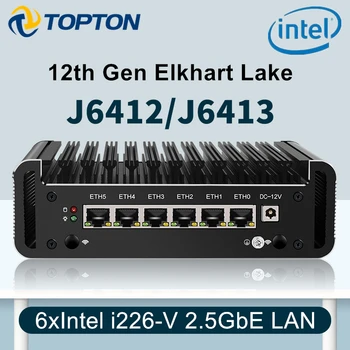 Брандмауэрный маршрутизатор 12-го поколения Elkhart Lake Celeron J6413 J6412 6x Intel i226-V 2500 Мбит/с Nics Безвентиляторный Мини-маршрутизатор PC OPNsense Proxmox